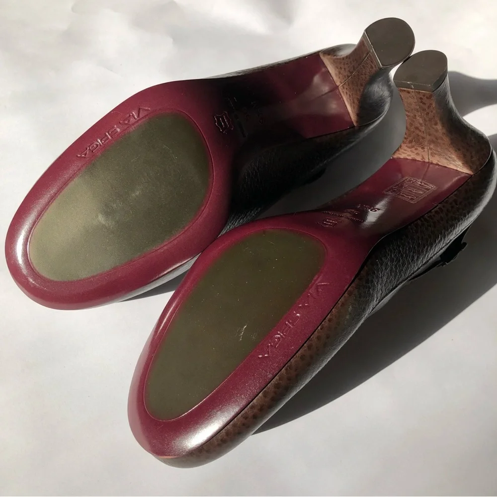 Vintage Via Spiga Made in Italy Leather Mary Jane Pumps Brown 9.5M